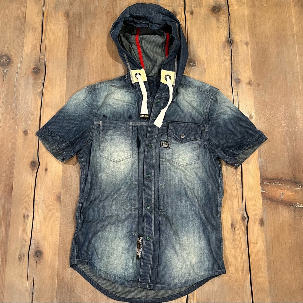Veke Jeans Snap Button Denim Hooded Shirt The World Of Wind Amsterdam Couture